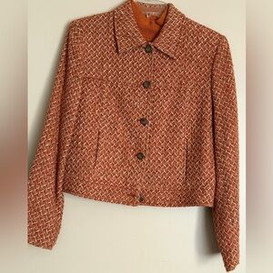 Nine West Rust Patterned Tweed Blazer